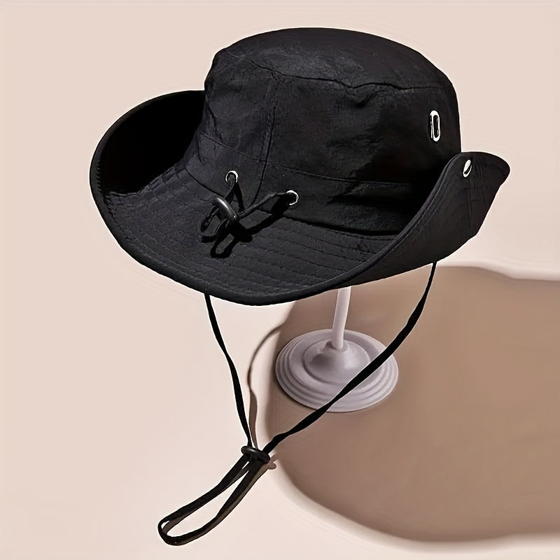 Wide Brim Fisherman Hat - djustable Unise Outdoor Sun Hat with UPN-like Buckle, Breathable -Season for Men & Women, Fishing,W Beach - Black (White Piping) - Hand Wash Only, Bucket Hat, Fishing Hat, Bucket Hat Women, Hats For -