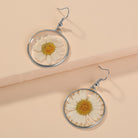 Nickle-Free Copper Dangle Earrings - Nooxian Elegant White Chrysanthemum - Boho Vacation Style with Golden-Tone Finish, Perfect for Everyday & Getaways -