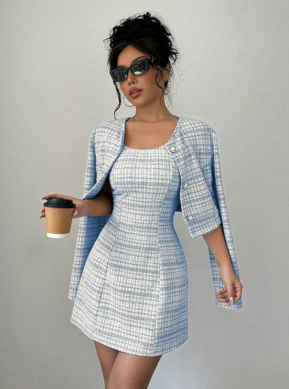 Elevate your style with this fashionable and elegant two-piece dress set for women—perfect for making a chic, polished statement! -
