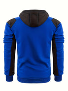 Men's Casual Color Block Zip Up Jacket With Hood - Varsity Style - Soft Fleece Lining - Perfect for Fall/Winter - Ideal Gift for Teenagers & Young Adults -