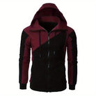 Men's Casual Color Block Zip Up Jacket With Hood - Varsity Style - Soft Fleece Lining - Perfect for Fall/Winter - Ideal Gift for Teenagers & Young Adults -