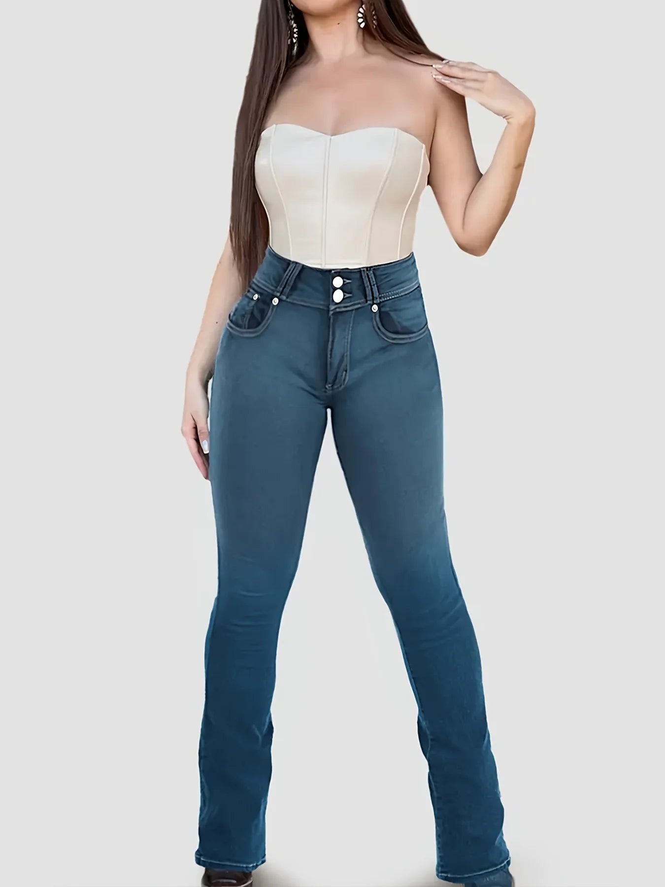 Women's High Waisted Stretchy Bootcut Jeans -