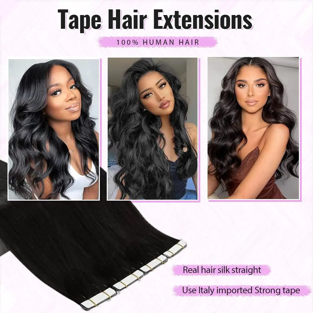 Tape In Human Hair Body Wave Extensions 100% Real Human Hair Skin Weft Adhesive Glue On For Salon High Quality For Black Woman -