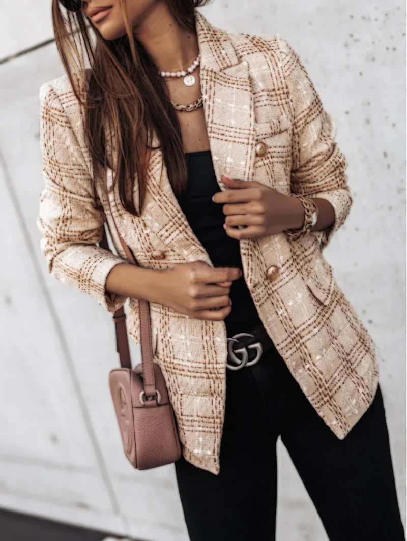 Make a statement in this double-breasted blazer—classy and confident! -