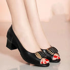 Cresfimix Women Classic High Quality White Pu Leather Peep Toe Square Heel Shoes Lady Cool Black Office Summer Heels A9841 -