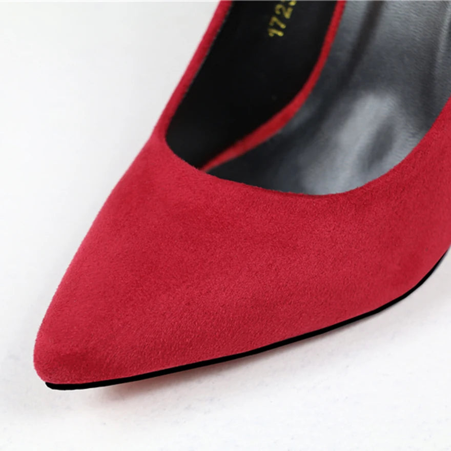 Women Pumps Red, Gol,d Pointy Toe Dress High Heel Shoes. -