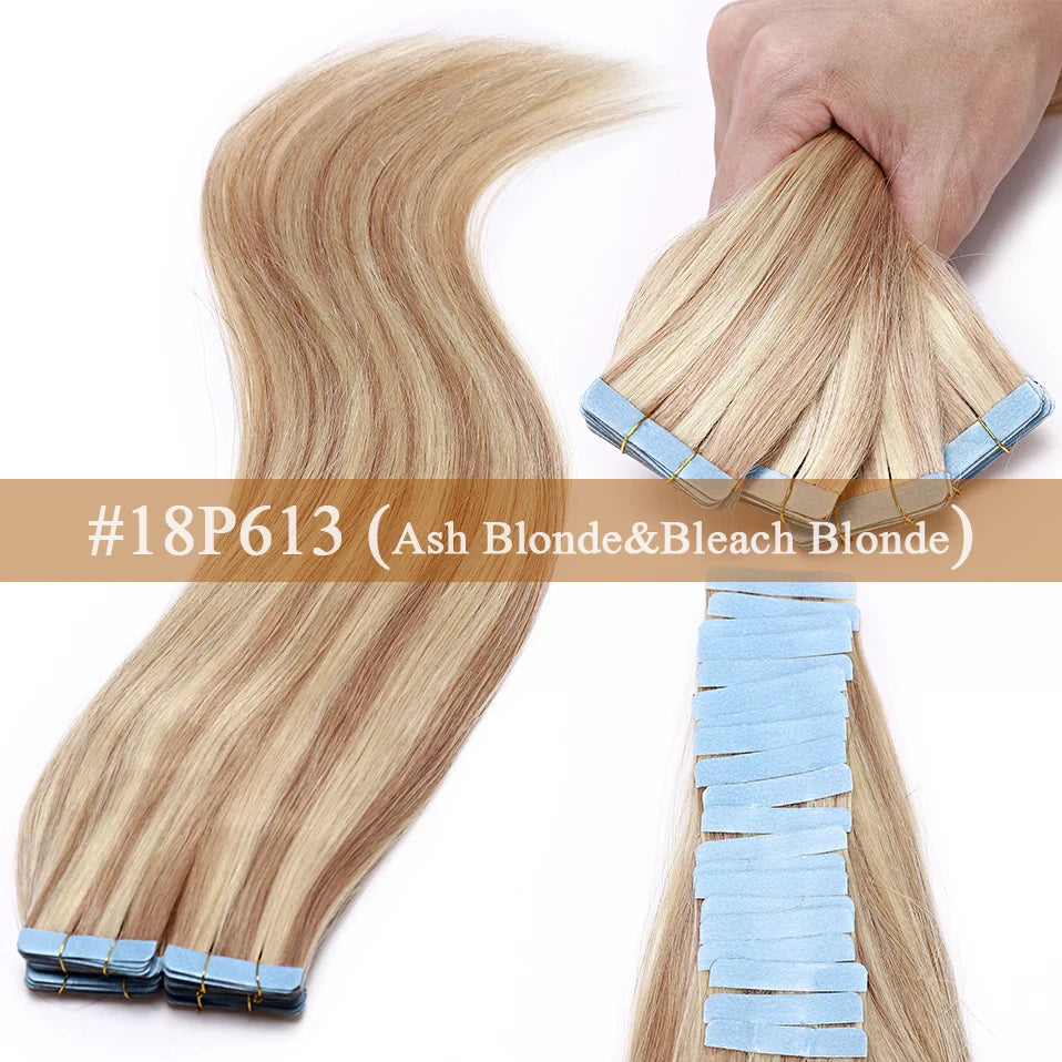 S-noilite Tape In Human Hair Extensions 2.5g/pc Straight Glue In Real Hair Extensions Human Hair Seamless Invisible Double Sides -