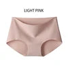 Wholesale Woman Ice Silk Panty Solid Mid-waist Seamless Laser Cut Not-trace Panty Underwear One-piece Traceless Panties -