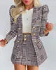 Women Formal Long Sleeve Blazers & Skirt Set -