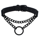 Round Layered Necklace Black Chain for Women and Men -