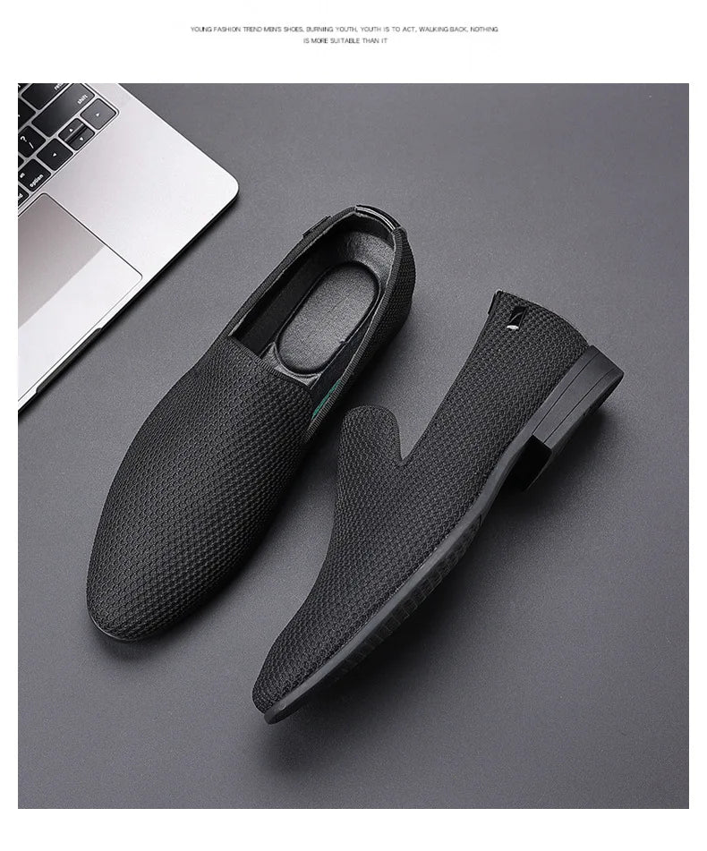 Step out in style with these fashion-forward men's loafers. Crafted from high-quality and genuine materials, these slip-on shoes are perfect for all occasions, offering comfort and sophistication in every step. -