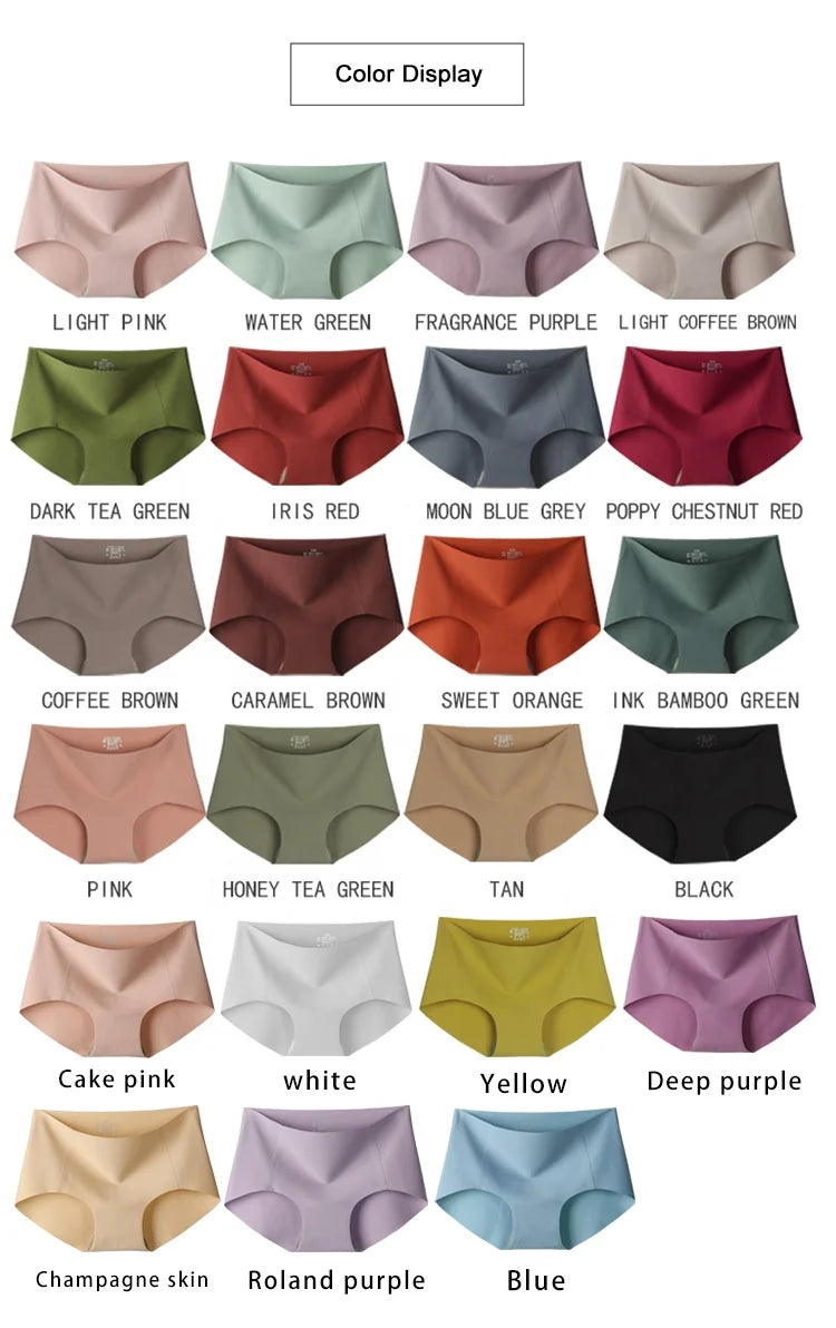 Wholesale Woman Ice Silk Panty Solid Mid-waist Seamless Laser Cut Not-trace Panty Underwear One-piece Traceless Panties -