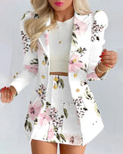 Women Formal Long Sleeve Blazers & Skirt Set -