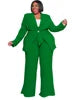 Woman Two Pieces Blazers Top and Pants Set (Plus Size) -