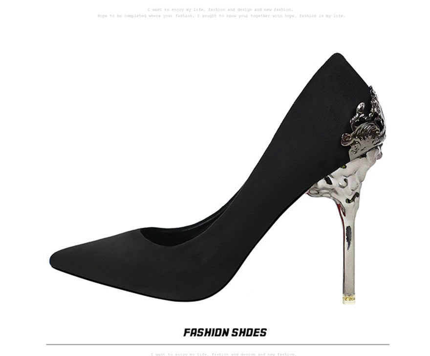 Women Pumps Red, Gol,d Pointy Toe Dress High Heel Shoes. -