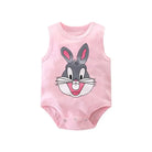 Keep your baby boy cool and comfy with this cotton sleeveles outfit featuring adorable cartoon bodysuit pajamas perfect for playtime and sleep! -