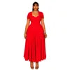N8072 Plus Size Dresses Women Casual Summer Elegant V-Neck A-line Long Dresses Women African Dresses for Women Clothing -