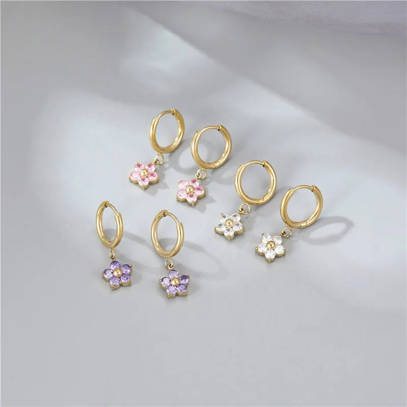 Delicate Diamond Flower Earrings -