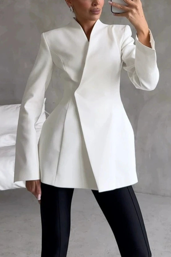 Women's Elegant Solid Blazer Skirt Set -