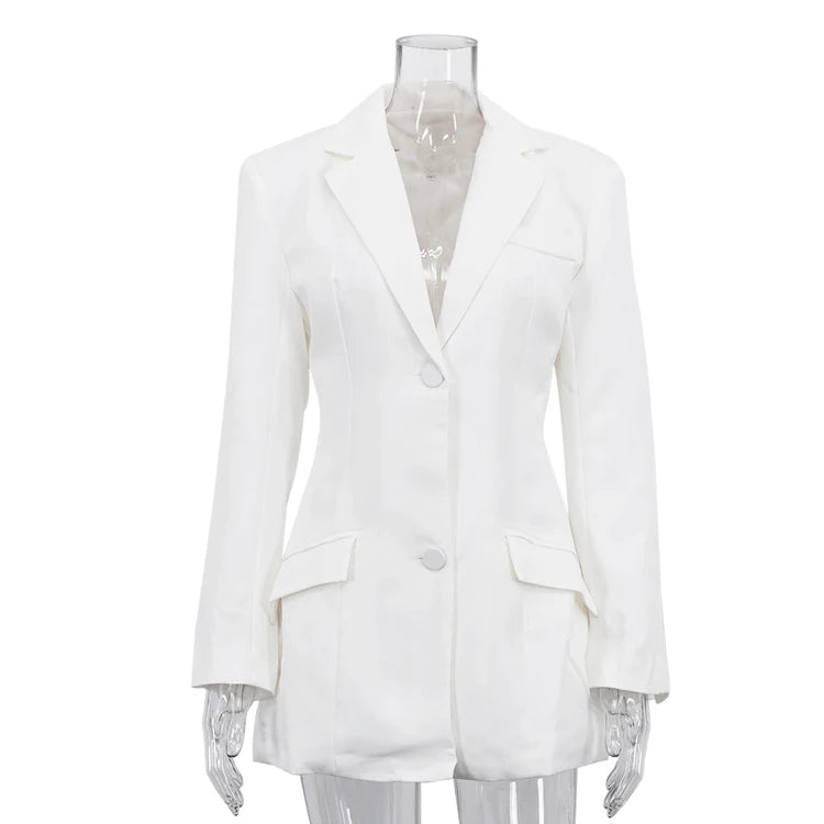 Hourglass Cinched Waist White Blazer Women -