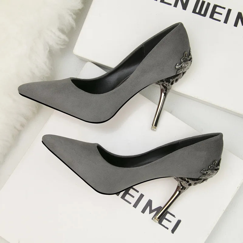 Women Pumps Red, Gol,d Pointy Toe Dress High Heel Shoes. -