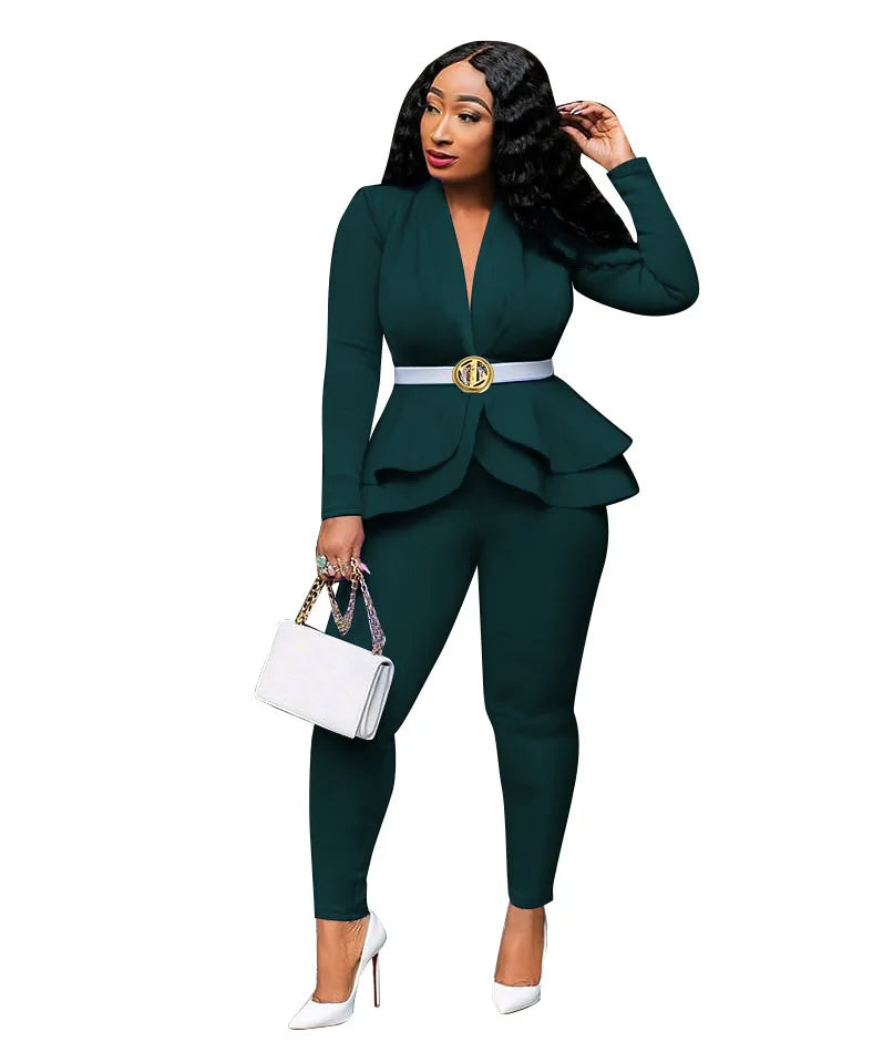 Solid Bow Ruffled Suit -
