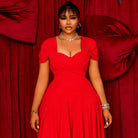 N8072 Plus Size Dresses Women Casual Summer Elegant V-Neck A-line Long Dresses Women African Dresses for Women Clothing -