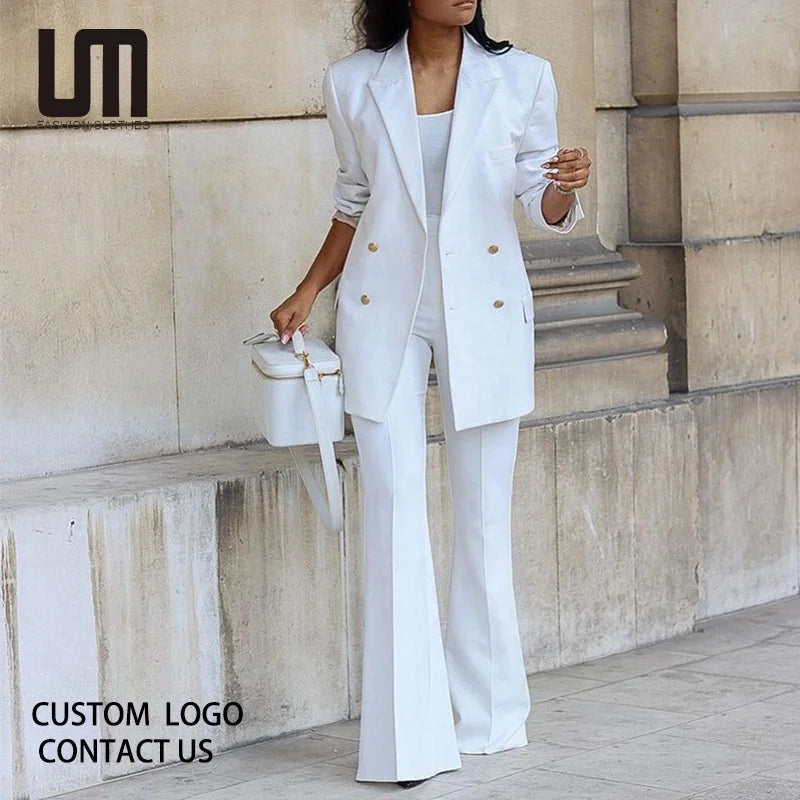 Women's Casual Blazer Wide Leg Suit -