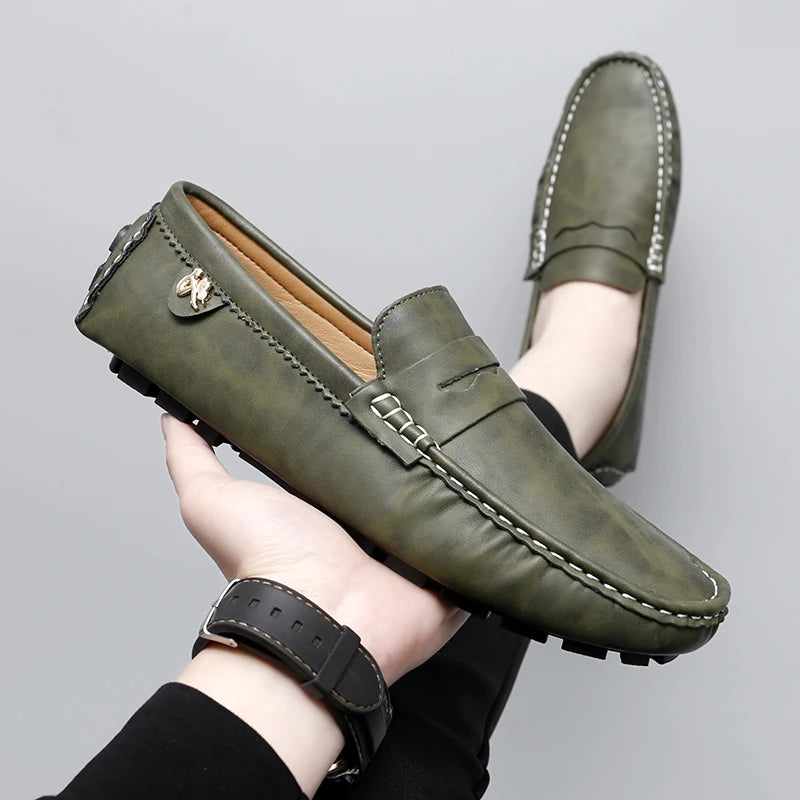 Leather Slip-On Loafers -