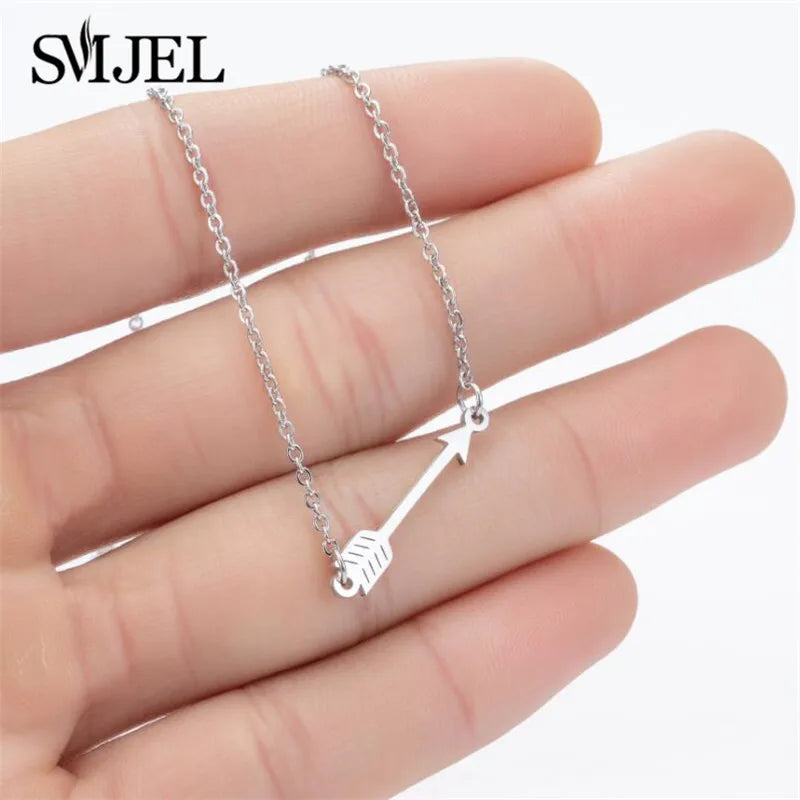 Simple Long Necklace with Arrow Pendant -