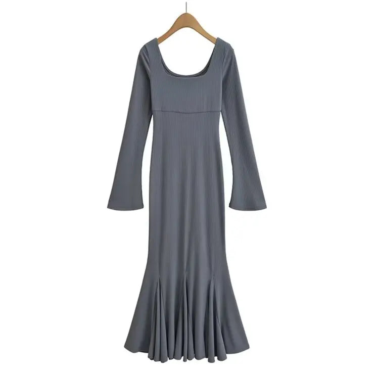 Horn Sleeve Fishtail Dress -