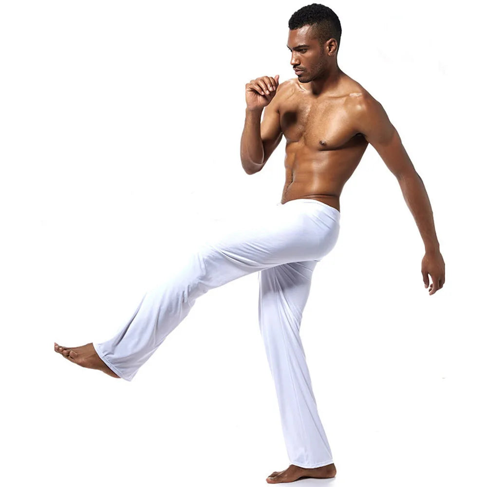 Mens Yoga Pants Elastic Waistband Fitness Training Joggers Loose Lightweight Slacks Beach Fashion Casual Sport Pants -