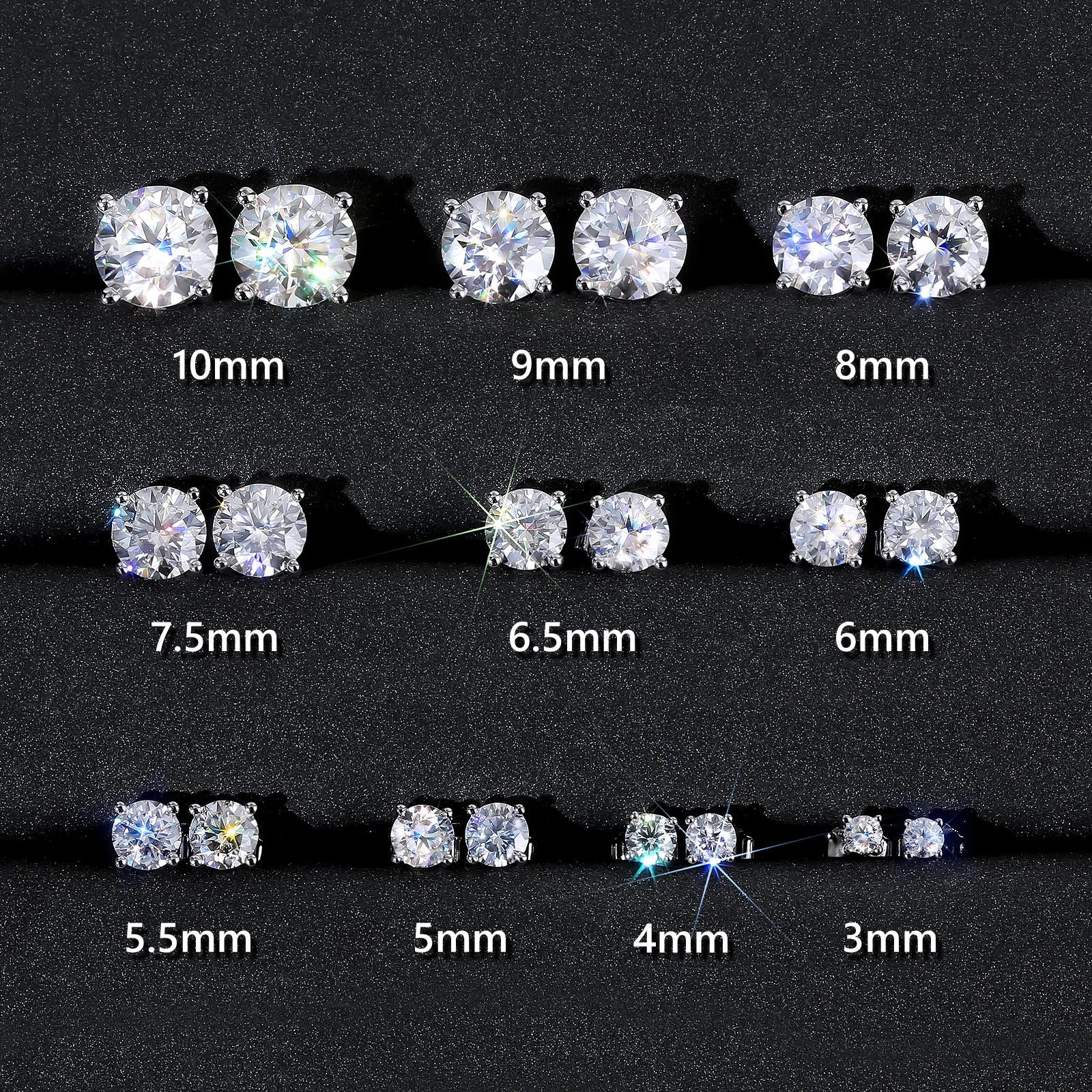 3mm-10mm Classic Mossanite Earrings -