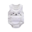 Keep your baby boy cool and comfy with this cotton sleeveles outfit featuring adorable cartoon bodysuit pajamas perfect for playtime and sleep! -