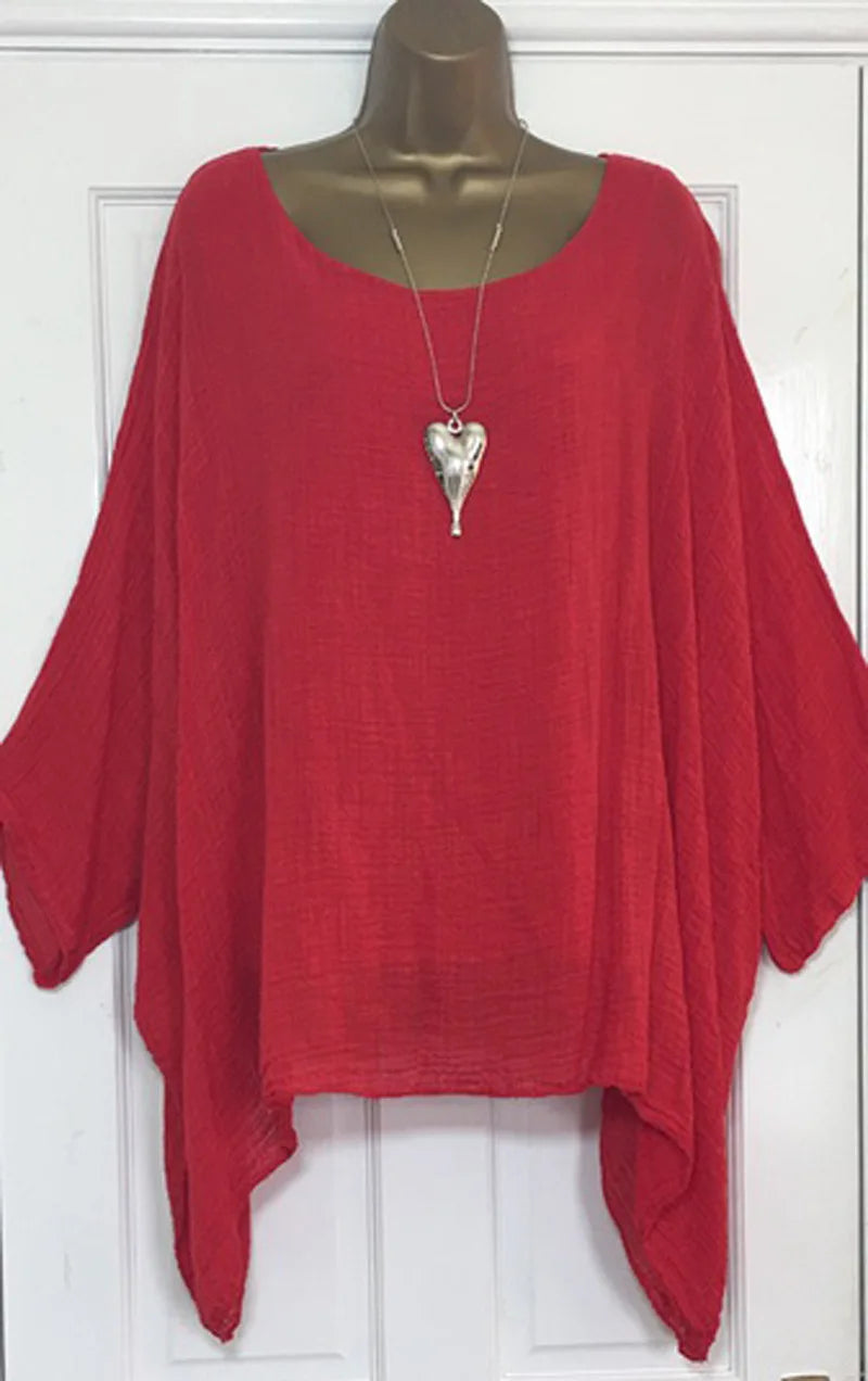 Cotton Linen Round Neck Shirt -