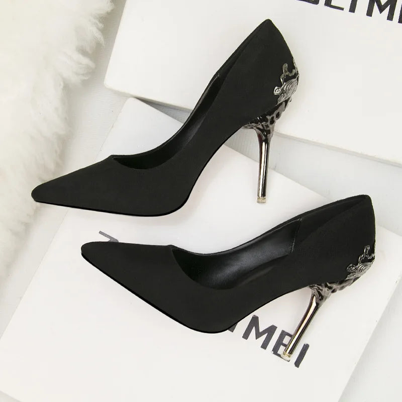 Women Pumps Red, Gol,d Pointy Toe Dress High Heel Shoes. -