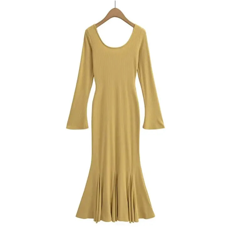 Horn Sleeve Fishtail Dress -