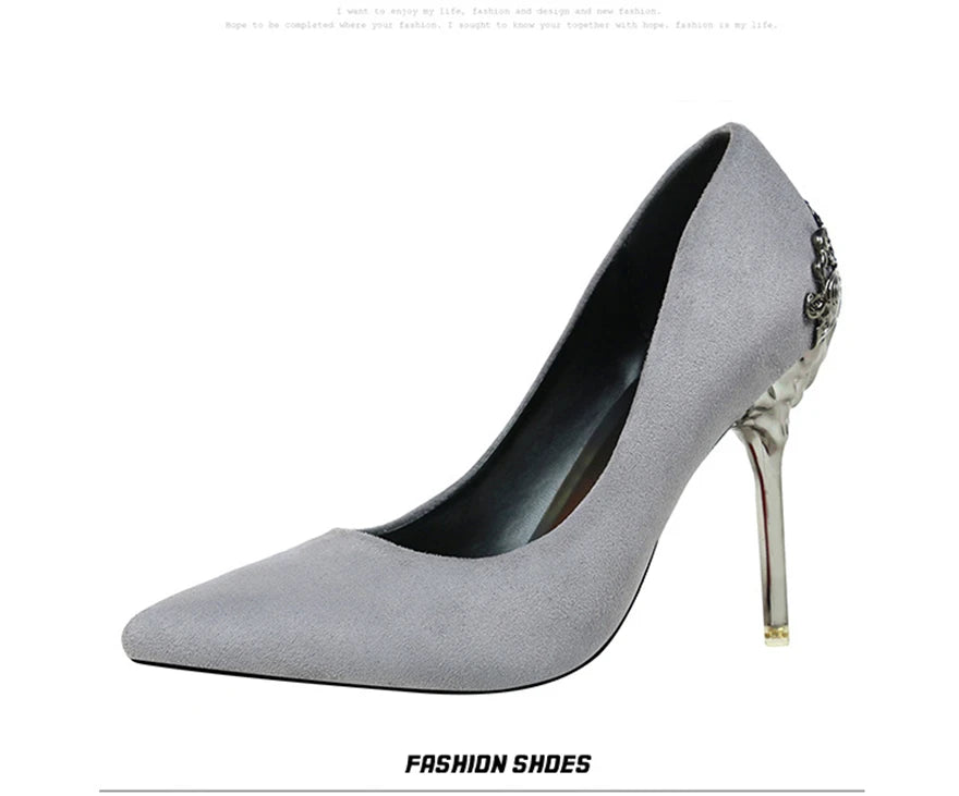 Women Pumps Red, Gol,d Pointy Toe Dress High Heel Shoes. -