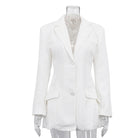 Hourglass Cinched Waist White Blazer Women -