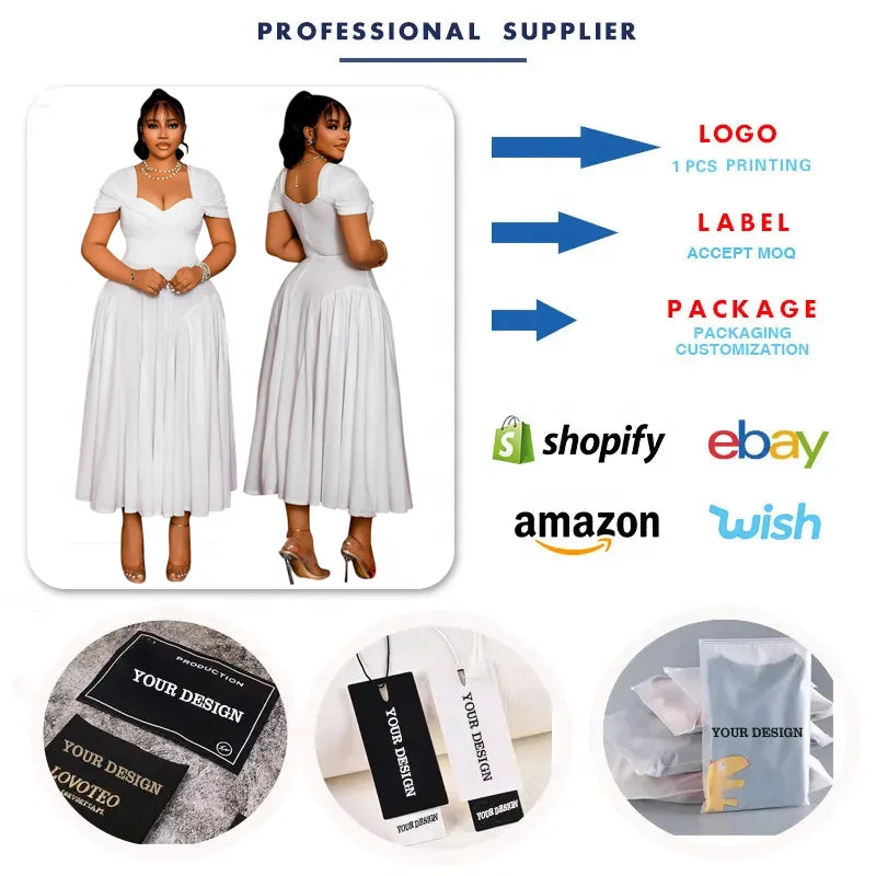 N8072 Plus Size Dresses Women Casual Summer Elegant V-Neck A-line Long Dresses Women African Dresses for Women Clothing -