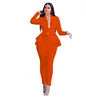 Solid Bow Ruffled Suit -