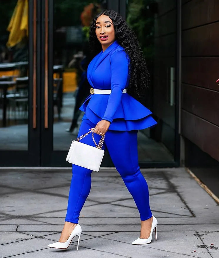 Solid Bow Ruffled Suit -
