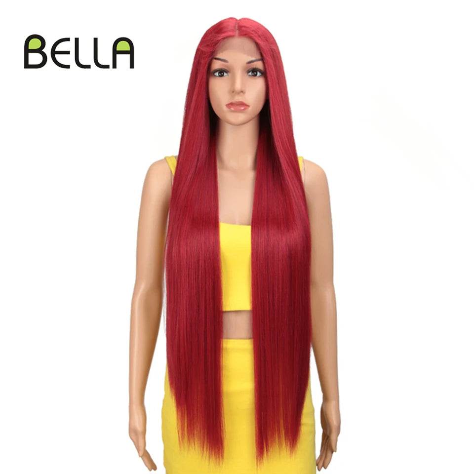 Make a bold statement with this super long 38 straight lace front wig—featuring a stunning Lolita pink and blonde blend, perfect for cosplay and standout style! -