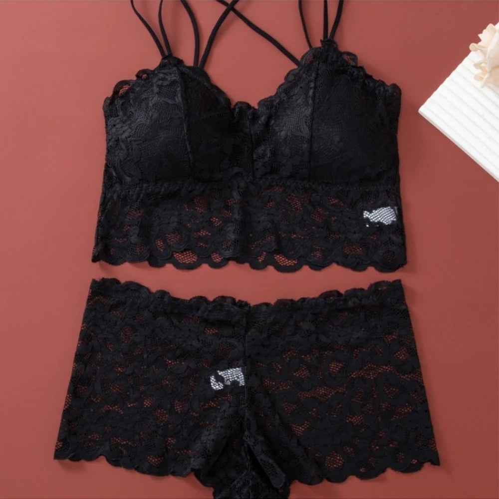 4pcs Lace Valentines Lingerie Set -