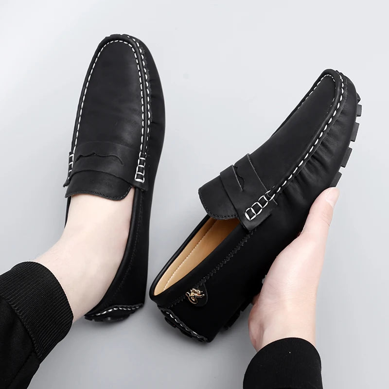 Leather Slip-On Loafers -