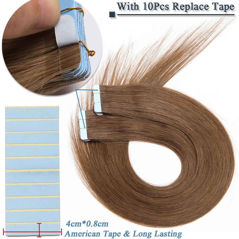 S-noilite Tape In Human Hair Extensions 2.5g/pc Straight Glue In Real Hair Extensions Human Hair Seamless Invisible Double Sides -