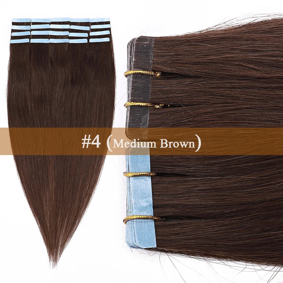 S-noilite Tape In Human Hair Extensions 2.5g/pc Straight Glue In Real Hair Extensions Human Hair Seamless Invisible Double Sides -