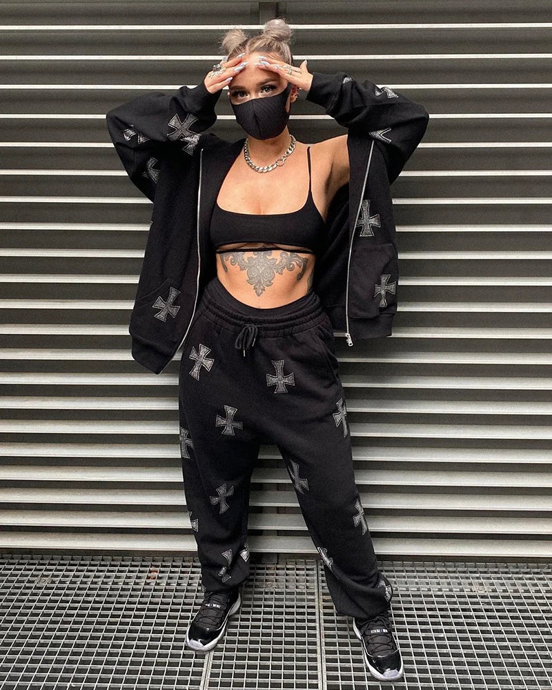 Tracksuit Rhinestone Cross -