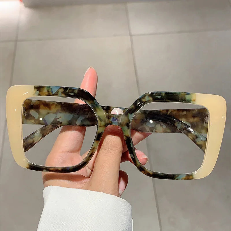 New Personalized Color Blocking square Frame Glasses -