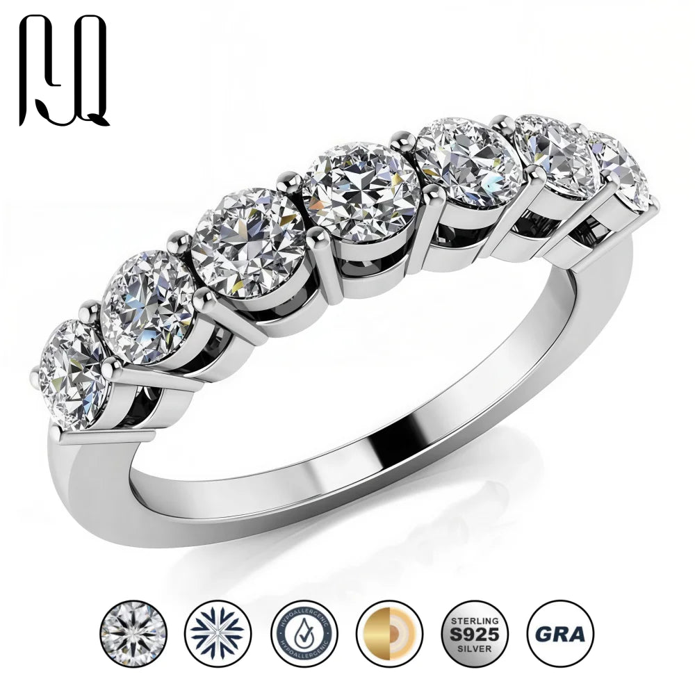 7-Stone 3mm D Color Moissanite Eternity Band -